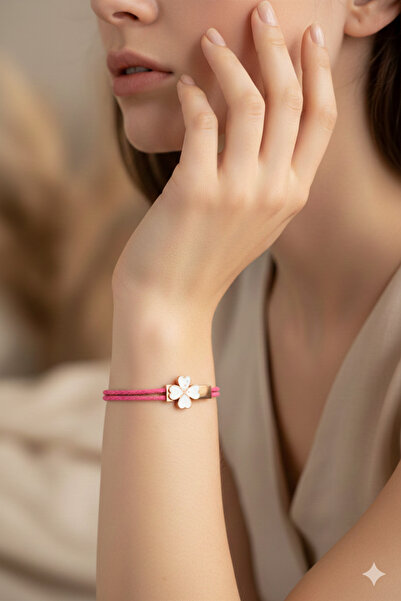 Moda Accessories الذهب الأبيض البرسيم معدن الوردي سلسلة سوار