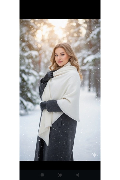 MutluBiDünya Unisex Düz Beyaz Kalın Atkı