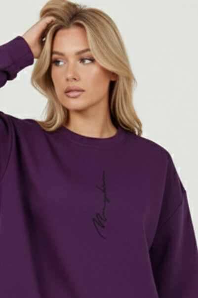 UNCİA OUTDOORS Never Baskılı Unisex Bisiklet Yaka Sweatshirt