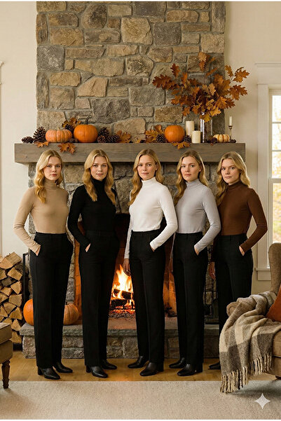 navesta 5'li Yarım Balıkçı Kadın Uzun Kollu Body Likralı VİSKON Badi 5 Adet