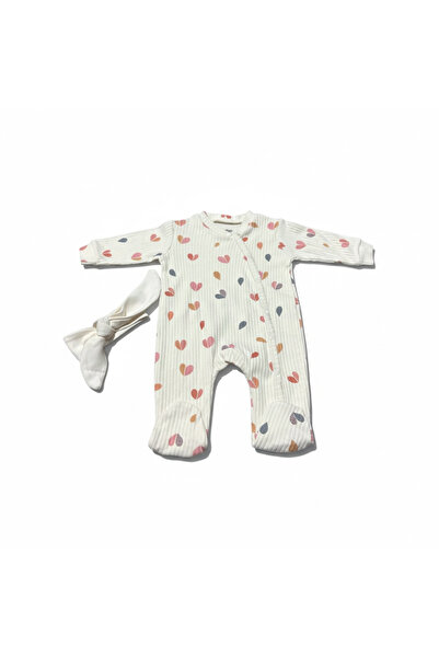 Akcan طقم بدلة وربطة شعر (قطعتان) بنمط قلب متعدد الألوان قماش مجدّل (ريبانا)