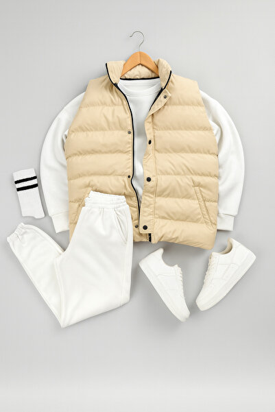 tetramoda Padded Puffer Vest and Three Thread Compact Crew Neck Cotton Inside...