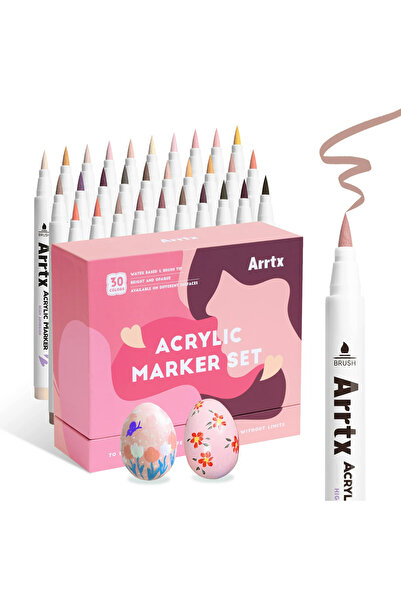 ARRTX Set of 30 Acrylic Paint Markers, Water-Based, 3.8 mm Tip, Glass, Cerami...