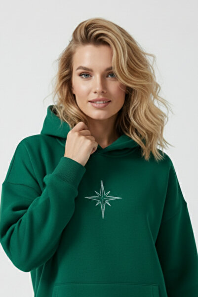 UNCİA OUTDOORS ملابس نسائية قصة فضفاضة بغطاء رأس ملابس رياضية بتفاصيل طباعة ن...