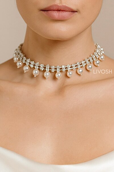 LIVOSH قلادة من اللؤلؤ على شكل طوق