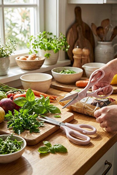 Rooc Tırtıklı Ağız 2'li Çok Amaçlı Makas Seti – Büyük Boy Pembe, 23 Cm