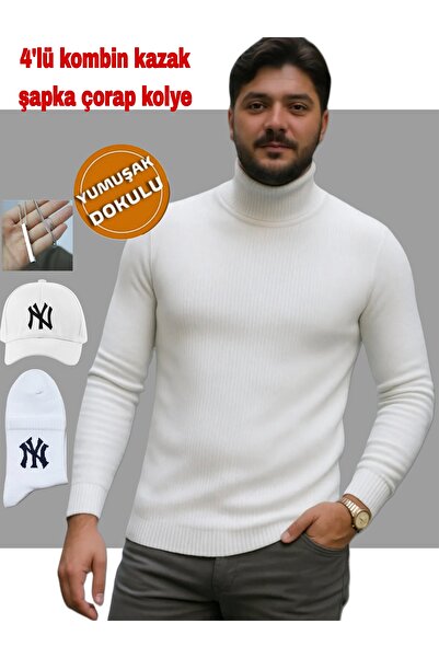 WE AND ME مجموعة مكونة من 4 قطع من سترة رجالية ذات ياقة عالية وقبعة وحذاء وقلادة