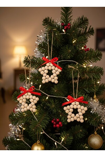 MACROMEKİDS 3 bucăți de ornamente de perete cu stele din mărgele din lemn (cu...