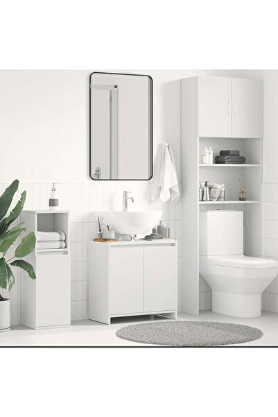 vidaxl خزانة حمام بيضاء 60x33x61 سم من الخشب الهندسي