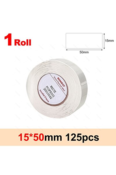 Choice لفة واحدة من شريط لاصق Niimbot مقاس 15 × 50 مم (12-15 مم) - ورق لاصق ذاتي مقاوم للماء - أبيض - التاريخ غير محدد