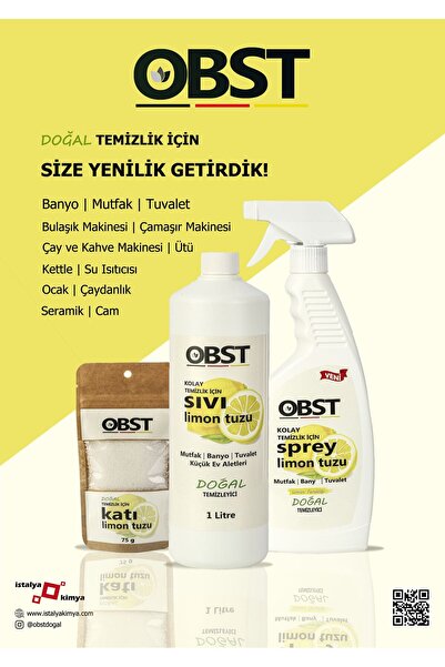 OBST Kolay Temizlik İçin Sıvı Limon Tuzu 1 Litre Sıvı Karbonat 1 Litre