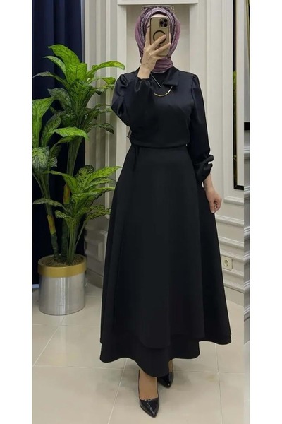 Aler 26K2510 تنورة سكوبا من قماش ETEK مع حزام أمامي ورباط أسود