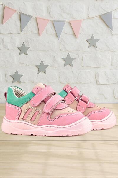 Rakerplus Schaggy Genuine Leather Pink Green Baby Sneakers