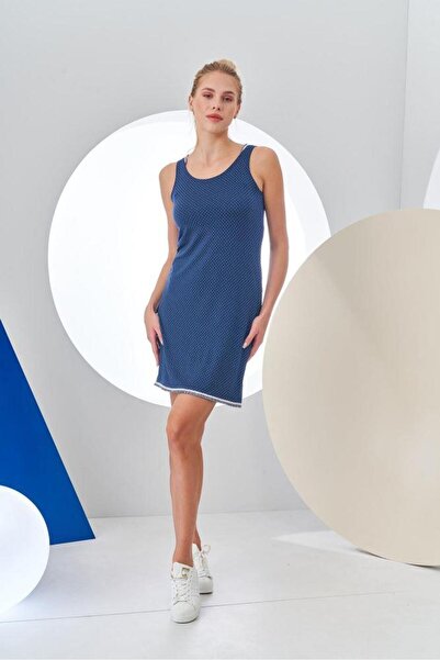 PJS 24197 Γυναικείο πουά φόρεμα με λουράκι