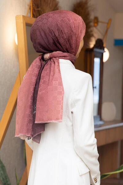 Vissona 57% Mătase 43% BUMBAC Șal de culoare cupru cu model gradient - 70x190 Tip de cusătură Cusătură italiană