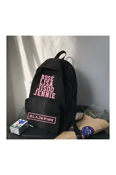 Köstebek Black Pink Group Names School Backpack with Water Bottle Compartment
