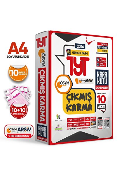 Karakutu Yayınları 2026 TYT ÖSYM Çıkmış Karma Kara Kutu Sayısal-Sözel-Eşit Ağırlık TG 10lu Deneme Paketi D.Çözümlü