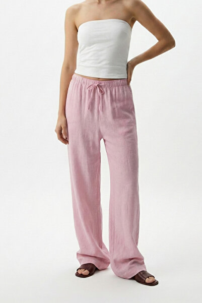 VODENS بنطلون واسع من الكتان المخلوط باللون الوردي