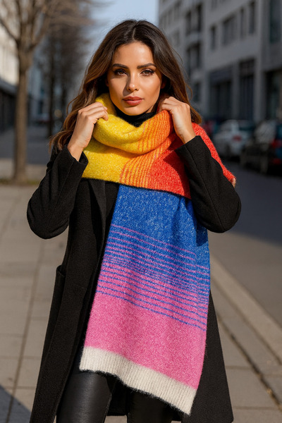 Luminos Butik Kadın Çok Renkli Casual Atkı Şal 67x197 Cm Sal1288