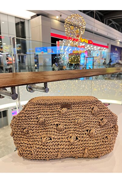 MODA Desenli Hasır Çanta Şık Çanta %100 El Emeği Gizli Burslu Çanta Portföy Ç...