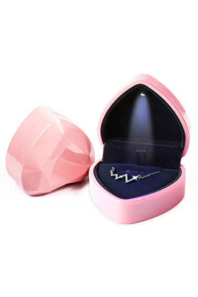 Generic صندوق قلادة مع ضوء LED على شكل قلب صندوق هدايا مجوهرات (وردي)