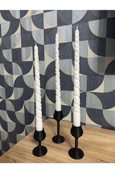 BlueDaisyCandle 3 lü BEYAZ BURGULU Şamdan Mumu 30 CM , Guava kokulu, mum , ev dekor , hediye