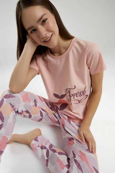 Rolypoly Roly Poly Women's Fresh Patterned Short Sleeve Pajama Set