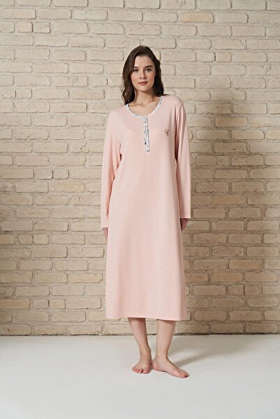 gd goldoremi 1717 Melisa Γυναικείο μακρύ νυχτικό με κουμπιά