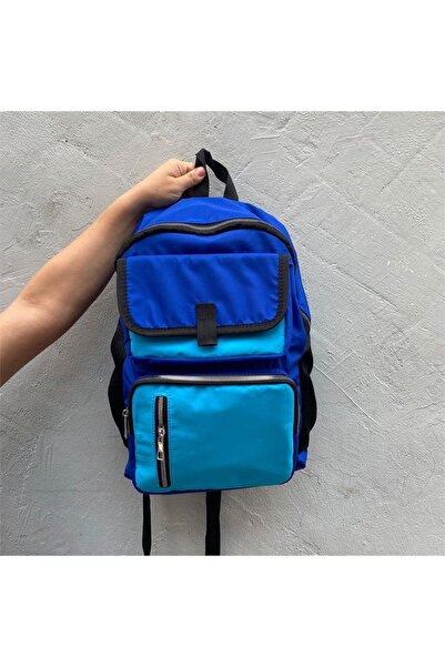 Köstebek Navy Blue Four-Compartment Backpack - with Water Bottle Compartment