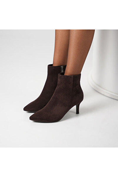Ametist Carmen Acı Kahve Süet İnce Topuklu Kadın Bot – 7 cm – Sıcak Astar – T...