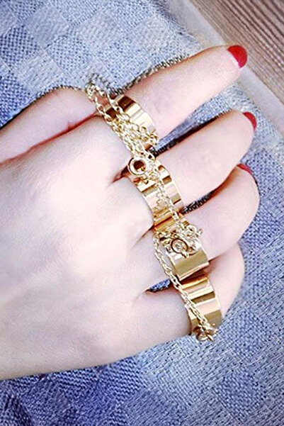 Köstebek حلقة ذهبية اللون بأربعة أصابع قابلة للتعديل