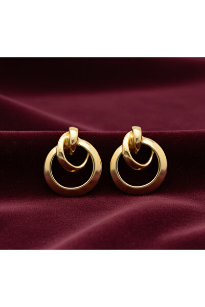 La Clarte أقراط نسائية ذهبية اللون ذات شكل عصري - تصميم لامع وأصلي