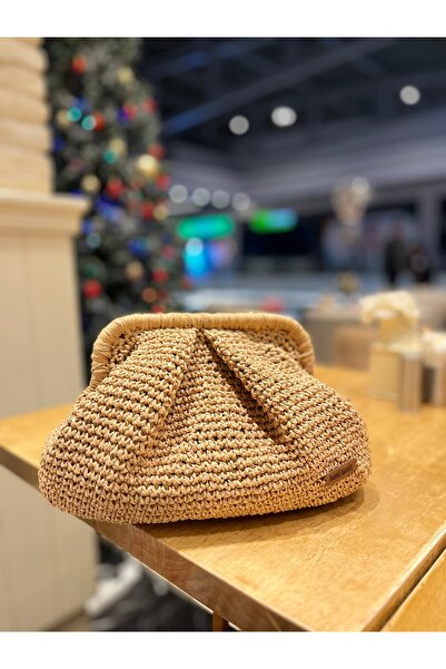 MODA Hasır Portföy Çanta , Pileli Çanta %100 El Emeği Gizli Burslu Çanta