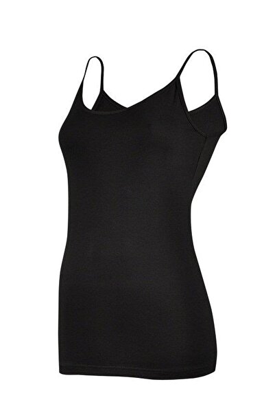 YILDIZ Tricou de damă din bumbac cu curea din lycra neagră