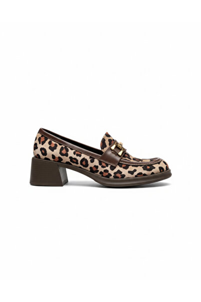 Sister in Love Jolie Leopar Süet Topuklu Kadın Loafer