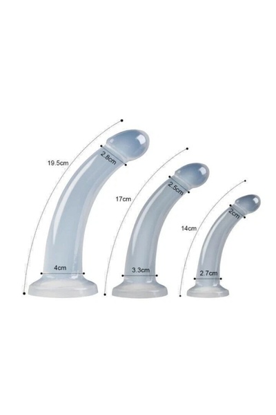 TOYJOY 3 Boy Pürüzsüz Dildo Seti 17cm-19cm-21cm Jel Penis Dildo Kemeri