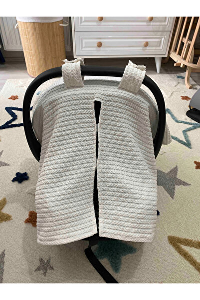 DERİN BOUTİQUES Krem Örgü Pike Puset Örtüsü