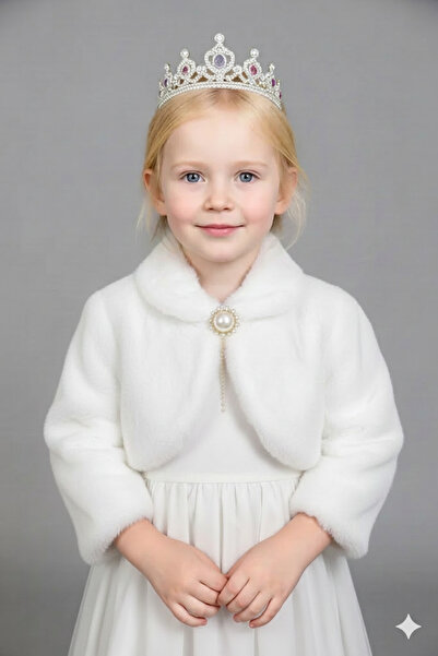 ay yılmaz Pelüş Uzun Kol Kız Çocuk Bolerosu B9948 EKRU