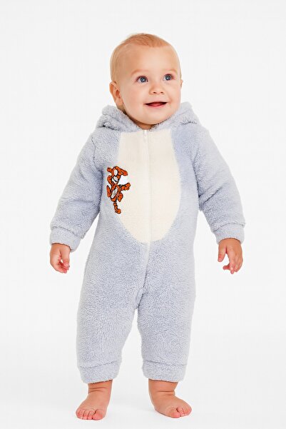 Chicsy Baby Winter Sweet Tiger Embroidered Zippered Welsoft Baby Romper