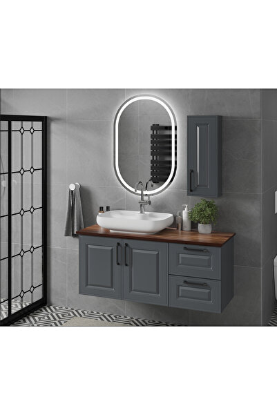 ROSEART BANYO ROSERAVEN2 110 CM ANTRASİT BANYO DOLABI SETİ