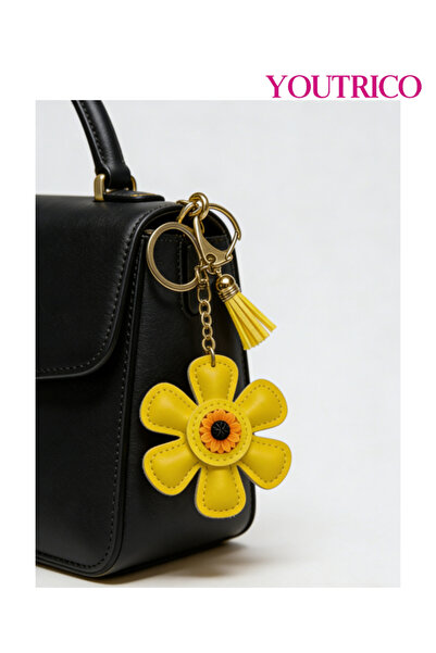 Youtrico قطعة واحدة من حقيبة جلدية مصنوعة يدويًا على شكل عباد الشمس وسلسلة مف...