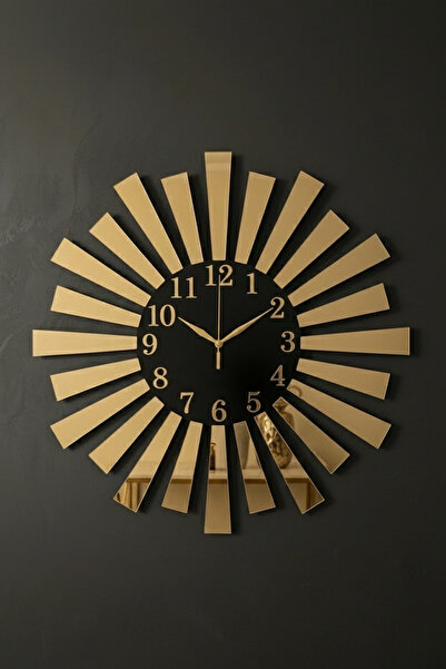 AA Shop Siyah Gold Aynalı Pleksi Piyano Model Sayılı Ev Yılbaşı Hediyelik Duvar Saati 50cm