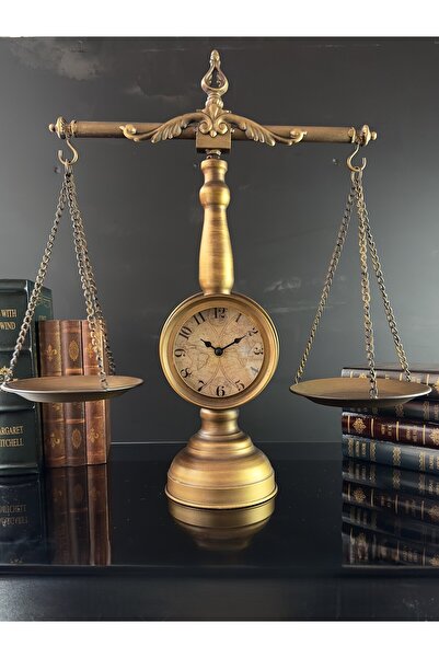 city gold Eskitme Metal Adalet Terazisi Saat 50x50 Cm