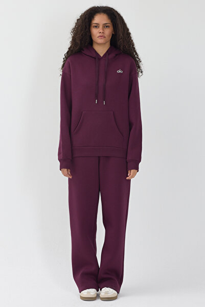 diğerr1 Kadın Oversize Basic Eşofman Takımı – Bordo / Rahat Kalıp Sweatshirt ...