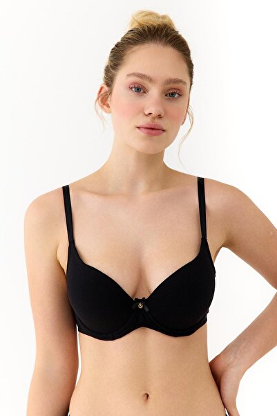 Amarelle Σουτιέν Mila Black Cotton - Με εσώρουχο, ρυθμιζόμενο λουράκι, χωρίς ...