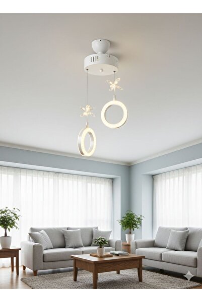 BİAVİZE 2'Lİ SİMİT KRİSTAL BEYAZ LED AVİZE