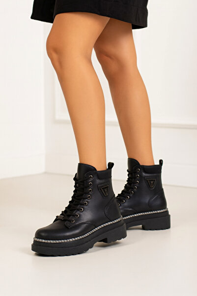 Afilli Жіночі чорні блискучі товсті платформи на підошві, зручні з блискавкою, зимові спортивні черевики