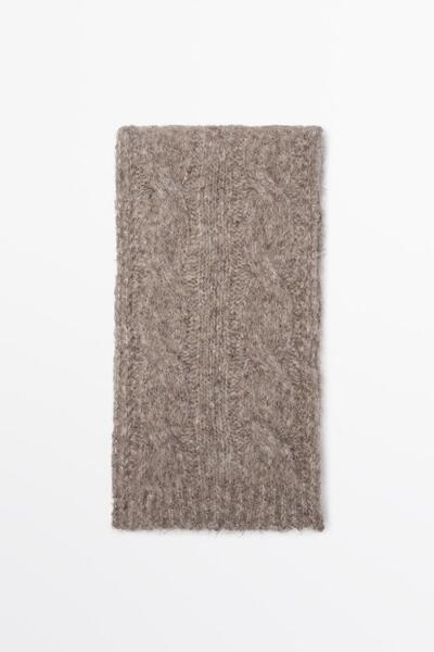 Massimo Dutti Alpaka yünlü örgülü atkı