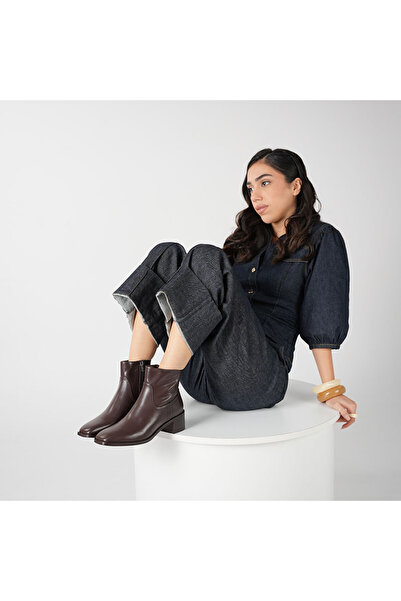 Ametist Blanca Acı Kahve Deri Kadın Bot – TPU Kaymaz Taban – 17 cm Bot Boyu –...