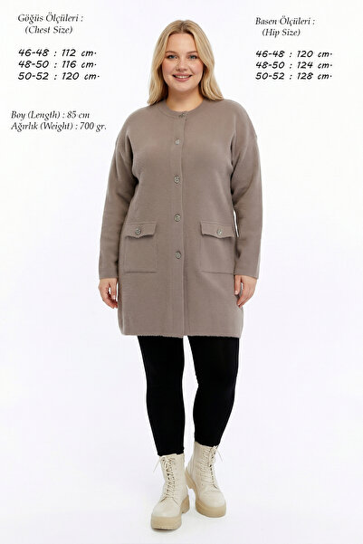 Laden Knitwear Women's Plus Size Angora Soft Thick Mother Winter Mink Cardigan